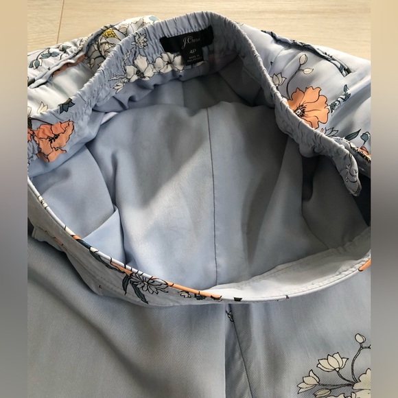 J. Crew Garden Floral Sky Blue Silky High-rise Pocket Pants - Picture 16 of 16